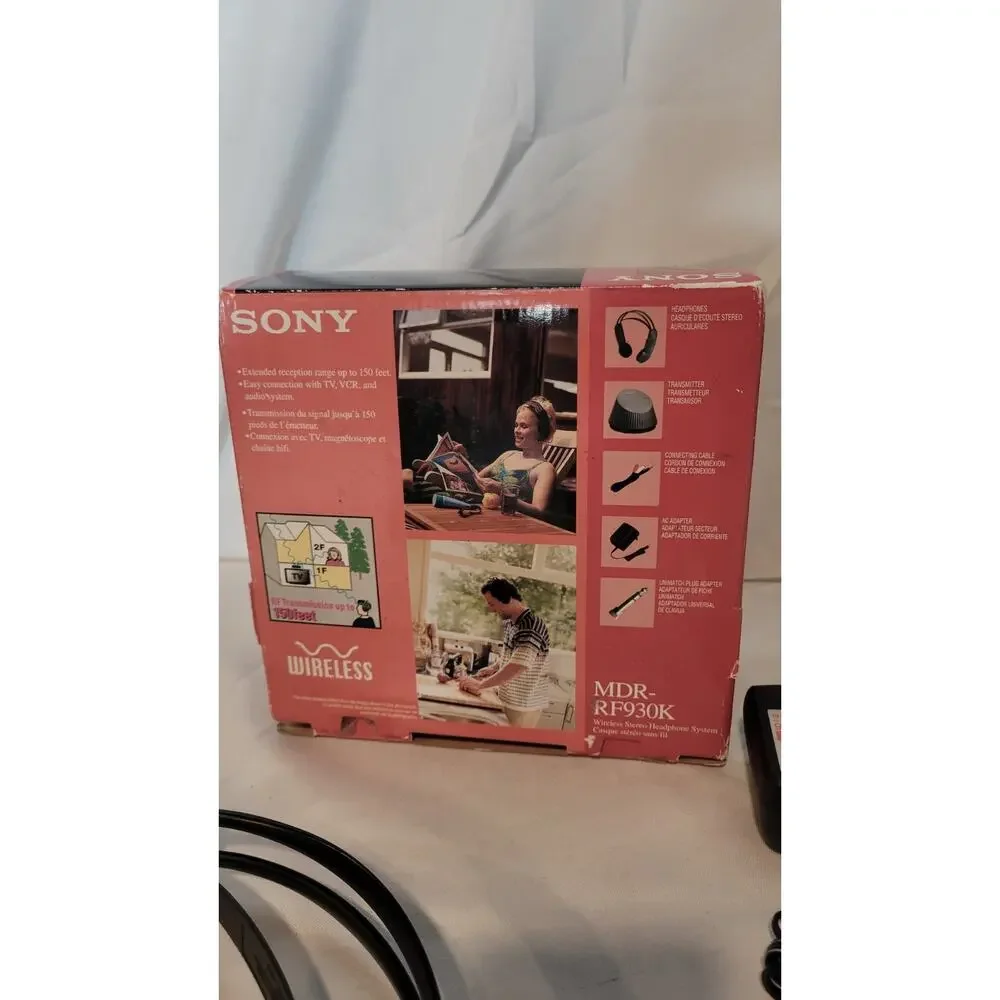 Sony MDR-RF930K Wireless Stereo Headphone System Complete In Box Tested Working
